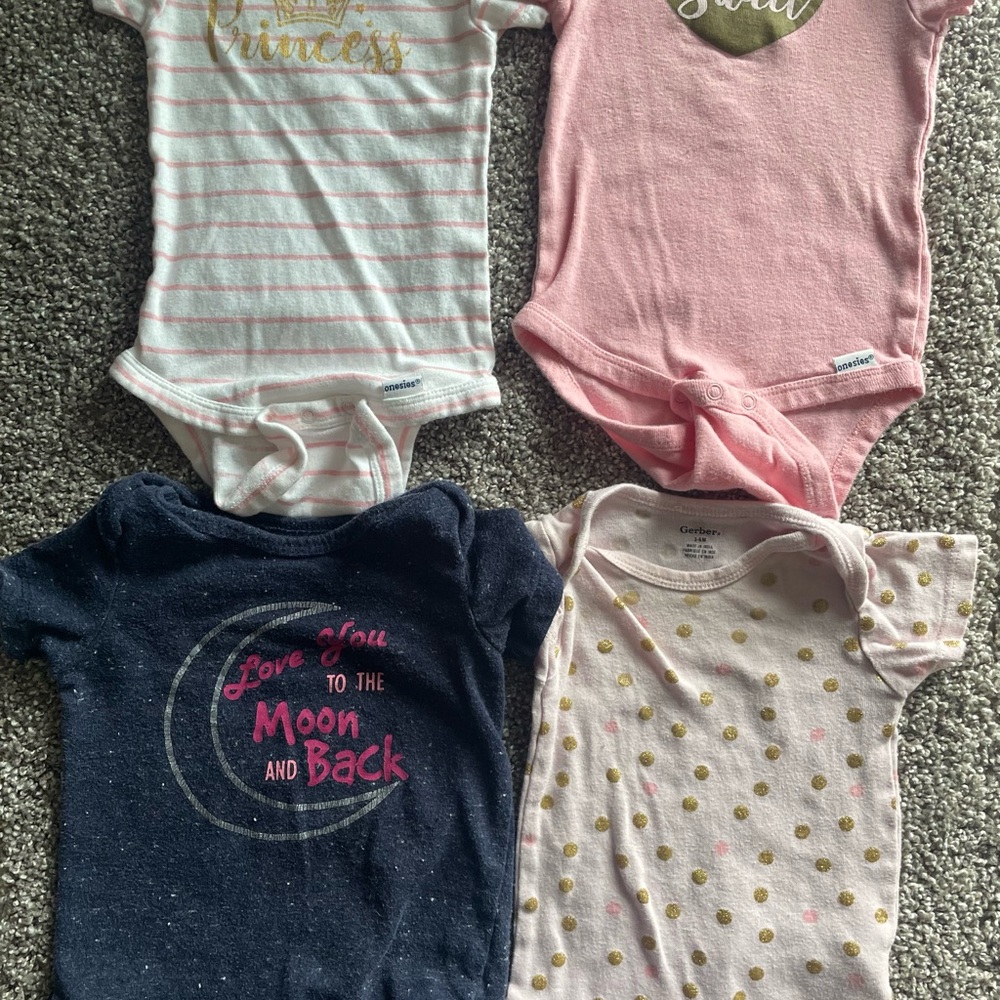 3-6mo Gerber Pink and Blue Bodysuits Soft Cotton Sleeveless